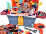 Gyerek bőröndös műhely elektromos csavarhúzóval és építőkészlettel – 298 darab