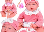 Interaktív gyermekbaba 45 cm rózsaszín szettben