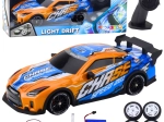 RC sportautó megvilágított karosszériával és drift móddal – narancssárga