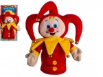 Plüss kézbáb bohóc csengőkkel, 28 cm