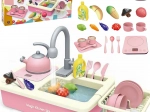 Gyerek konyhai mosogató XXL edénykészlettel – rózsaszín