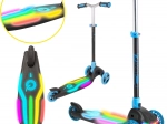EVO gyerek háromkerekű roller Rainbow Blast LED-es fellépővel, összecsukható és magasságban állítható, kék