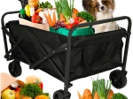 Összecsukható túrakocsi vásárlásokhoz forgó kerekekkel és teleszkópos fogantyúval