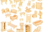Fa babaház bútor készlet, 34 darab