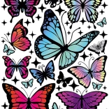 Rávasalható matricák – szivárványos pillangók, nagy ív 20 × 30 cm