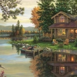 Panorámakép puzzle Pihenés a házikónál 1000 darab