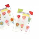 Fa irodai csipeszek szívecskék vagy virágok motívummal, 6 darabos készlet