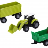 Lendkerekes traktor fény- és hangeffektekkel, pótkocsikkal, 15 cm