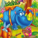 Fa puzzle Dolgozó orrszarvú 16 darab