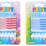 Születésnapi gyertyák pöttyökkel és csíkokkal, 12 db + tartók