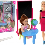 Játékkészlet tanárnő diákkal és iskolai kiegészítőkkel