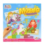 Mozaik képekkel hercegnőről, egyszarvúról és hableányról