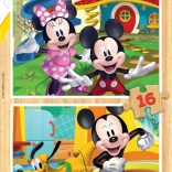 Fából készült puzzle Mickey és Minnie 2×16 darab