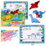 Fa oktatási dinoszaurusz puzzle rajzolótáblával