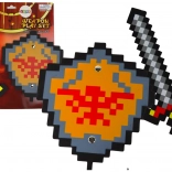 Habos lovagi készlet pixeles karddal és pajzzsal