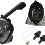 Teljes arcot fedő L/XL fekete snorkelmaszk