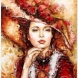 Gyémántmozaik - Nő kalapban