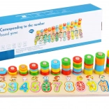 Fa színes kirakó számokkal és állatkákkal