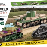 Történelmi műanyag tank építőkészlet Renault R35, Valentine IX, Panzer I