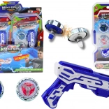 Kilövő pisztoly két világítós fém koronggal, kék