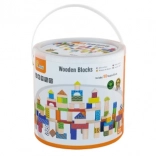Fa építőkockák – 100 db vödörben