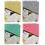 Ajándék táska geometriai mintákkal és márványhatással 23 x 18 x 10,5 cm