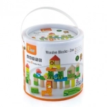 Fa építőkockák Zoo, 50 db