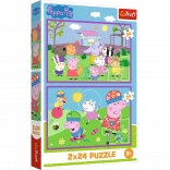 Puzzle 2x24 Peppa a játszótéren - Peppa malac
