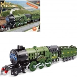 Kis mechanikus gőzmozdony szénkocsival építőkészlet