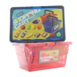 Bevásárlókosár gyümölcsökkel és élelmiszerekkel