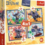 4 az 1-ben puzzle: nyaralás Hawaiin – Disney Stitch Trefl