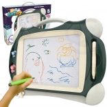 Színes mágneses rajztábla 2 bélyegzővel, zöld színben