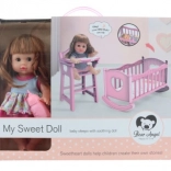 Baba bölcsővel és gyermeki hangokkal