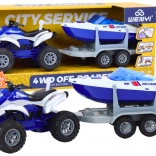 Rendőrségi quad utánfutóval és motorcsónakkal