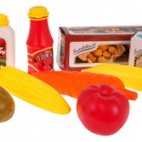 Gyermek bevásárlókocsi kék kosárral és kiegészítőkkel