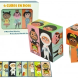 Fa színes kockák puzzle figurákkal