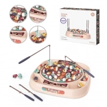 WOOPIE horgászjáték gyerekeknek forgó pályával, 4 bottal, 50 darab