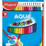 Háromszögletű színesceruzák Maped Aqua Color'Peps 18 db ecsettel