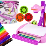 Gyerek asztali projektor rózsaszín rajzoláshoz filctollakkal és tárolóhellyel