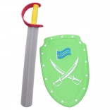 Habkarton kard és pajzs zöld 57 cm