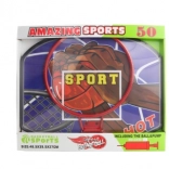 Nagy kosárlabda gyűrű labdával és pumpával