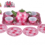 Gyermek bádog teáskészlet 14 darab tálcán