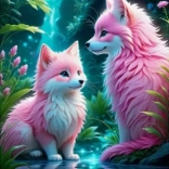 Gyémánt mozaik - Rózsaszín rókák