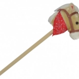 Plüss pálcás ló hanggal, 80 cm, bézs