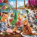 Puzzle Kiscicák és akvárium 1000 darabos