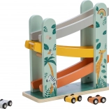 Versenypálya három fából készült autóval