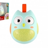 Hintázó műanyag bagoly hanggal 11 cm, 6 hónapos kortól gyermekeknek