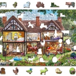 Kétszeresen használható, kétoldalas fa puzzle Nyári ház 2 az 1-ben, 505 darab