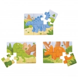 fa puzzle 3 az 1-ben dinoszauruszok BIGJIGS TOYS