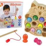 Fa mágneses horgász játék macskával